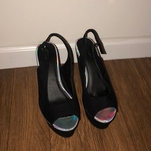 Forever21 peep toe sling back wedges